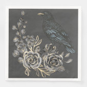 Serviette En Papier Nature sauvage Blackbirds Roses & corbeau (Devant)