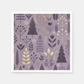 Serviette En Papier Nature scandinave dans la découpage violet et or (Devant)