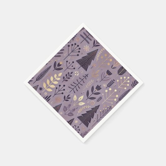 Serviette En Papier Nature scandinave dans la découpage violet et or (Coin)