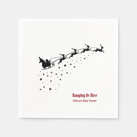 Serviette En Papier Naughty ou gentil Père Noël Sleigh Reindeer (Devant)