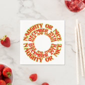 Serviette En Papier Naughty ou Nice 25 décembre Lait et biscuits Rouge (En situation)