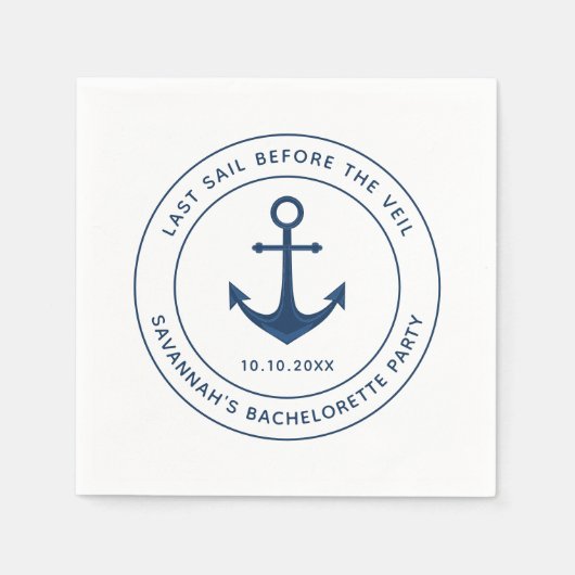 Serviette En Papier Nauti EVJF Dernière Voile Avant le Grand Jour (Devant)