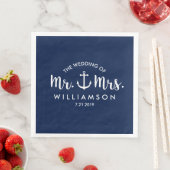 Serviette En Papier Nautical Beach Wedding Marine Ancre bleue Custom (En situation)