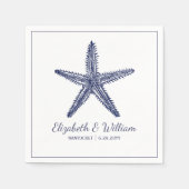 Serviette En Papier Nautical Beach Wedding Rustic Navy Blue Starfish (Devant)