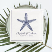 Serviette En Papier Nautical Beach Wedding Rustic Navy Blue Starfish