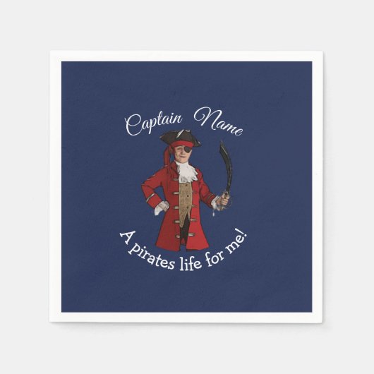 Serviette En Papier Nautical Blue Boy Pirate (Devant)