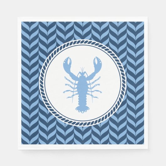 Serviette En Papier Nautical Blue Lobster côtier  (Devant)