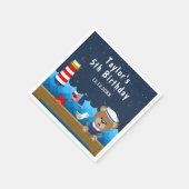 Serviette En Papier Nautical Boy Bear Rouge et Marine Anniversaire Par (Coin)