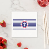 Serviette En Papier Nautical Design with Navy Stripes (En situation)