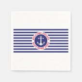 Serviette En Papier Nautical Design with Navy Stripes (Devant)