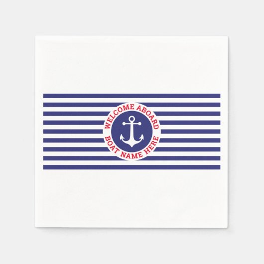 Serviette En Papier Nautical Design with Navy Stripes (Devant)