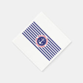Serviette En Papier Nautical Design with Navy Stripes (Coin)
