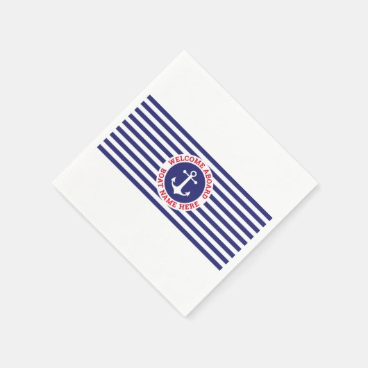 Serviette En Papier Nautical Design with Navy Stripes (Coin)
