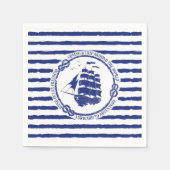 Serviette En Papier Nautical Emblem With Sailing Ship (Devant)