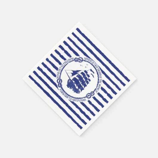 Serviette En Papier Nautical Emblem With Sailing Ship (Coin)