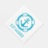 Serviette En Papier Nautical Juste Marié Blue Turqoise Mariage Ancre (Coin)
