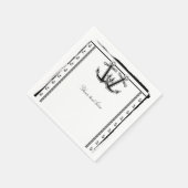 Serviette En Papier Nautical Love Ancres Plage Fête des mariées de mar (Coin)