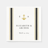 Serviette En Papier Nautical Monogram Mariage Cocktail Napkin (Devant)