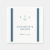 Serviette En Papier Nautical Monogram Mariage Cocktail Napkin (Devant)