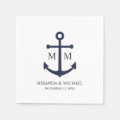 Serviette En Papier Nautical Navy Blue Anchor Wedding (Devant)