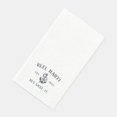 Serviette En Papier Nautical Navy Blue Rustic Ancre Nom du bateau (Coin)