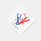 Serviette En Papier Nautical Rouge Bleu Homard Personnalisé (Coin)