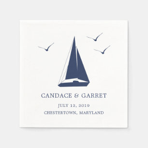 Serviette En Papier Nautical Sail Boat Coctail Napkin