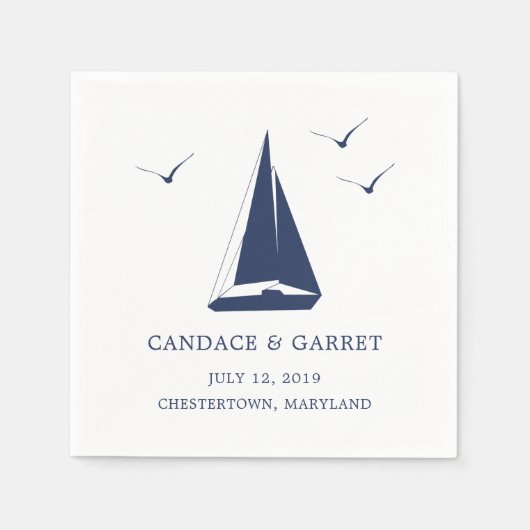 Serviette En Papier Nautical Sail Boat Coctail Napkin (Devant)