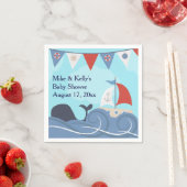 Serviette En Papier Nautical Sailboat Beach Ocean Whale Baby shower (En situation)