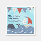 Serviette En Papier Nautical Sailboat Beach Ocean Whale Baby shower (Devant)
