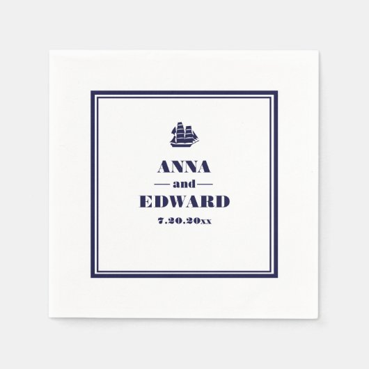 Serviette En Papier Nautical Sailboat Bride et papier de chambre Napki (Devant)