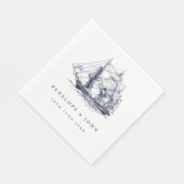 Serviette En Papier Nautical Ship Illustration Destination Wedding (Coin)