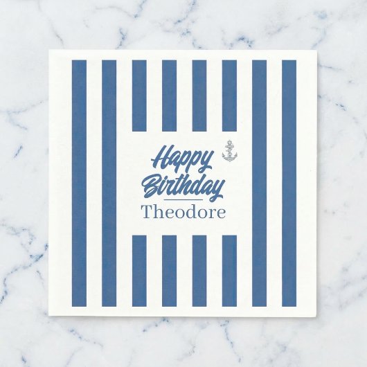 Serviette En Papier Nautical Striped Anchor Birthday