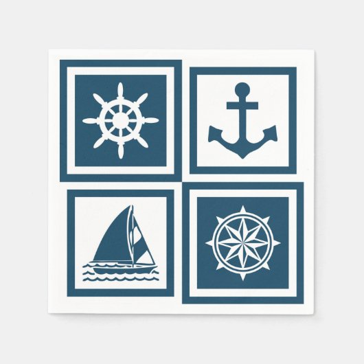 Serviette En Papier Nautical themed design (Devant)