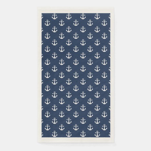 Serviette En Papier Nautical white anchor on a navy blue background (Devant)