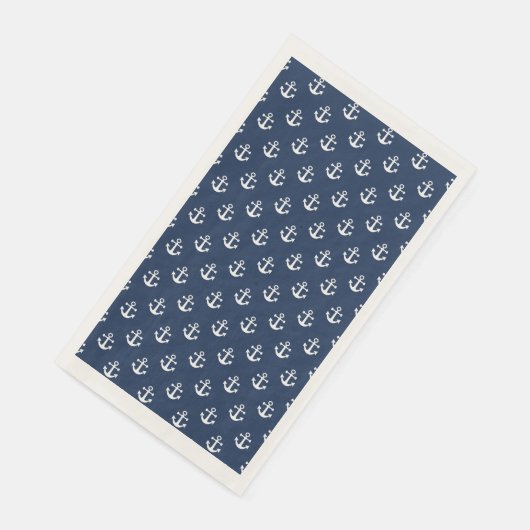 Serviette En Papier Nautical white anchor on a navy blue background (Coin)