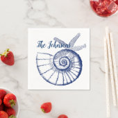 Serviette En Papier Nautilus Coquille et Starfish Marine Life Personna (En situation)