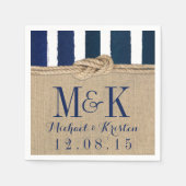Serviette En Papier Nautique Knot Burlap Marine Stripes Mariage Napkin (Devant)