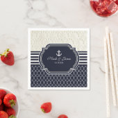 Serviette En Papier Nautique Marine & White Elegant Beach Mariage (En situation)