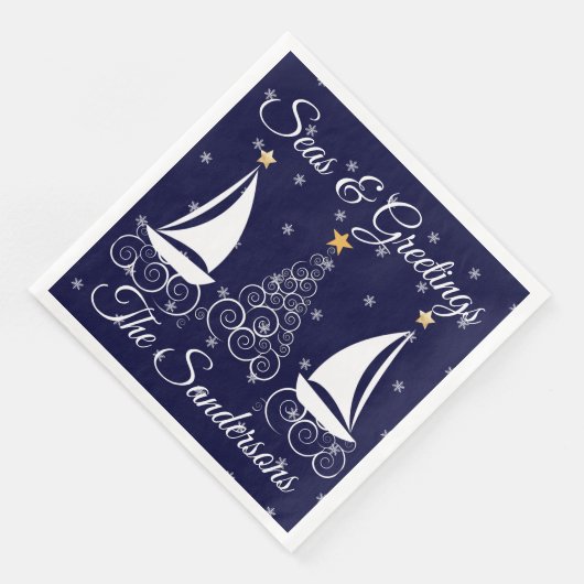 Serviette En Papier Nautique Noël marine bleu voilier Papier Dinn (Coin)