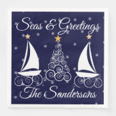 Serviette En Papier Nautique Noël marine bleu voilier Papier Dinn (Devant)