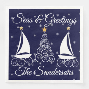 Serviette En Papier Nautique Noël marine bleu voilier Papier Dinn