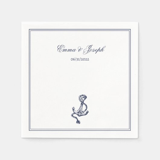 Serviette En Papier Nautique Océanique classique marine Mariage Papier (Devant)