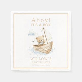Serviette En Papier Nautique Ohé C'est Un Garçon Bateau à Voile Baby S