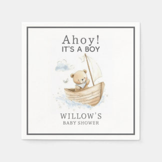 Serviette En Papier Nautique Ohé C'est Un Garçon Bateau à Voile Baby S