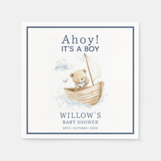 Serviette En Papier Nautique Ohé C'est Un Garçon Bateau À Voile Baby S