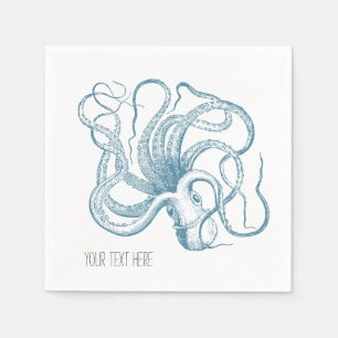 Serviette En Papier Nautique Plage Bleu Octopus