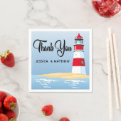 Serviette En Papier Nautique Red Lighthouse Blue Ocean Mariage / Fête (En situation)