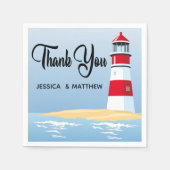Serviette En Papier Nautique Red Lighthouse Blue Ocean Mariage / Fête (Devant)