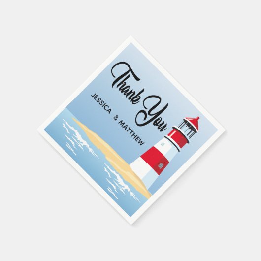 Serviette En Papier Nautique Red Lighthouse Blue Ocean Mariage / Fête (Coin)